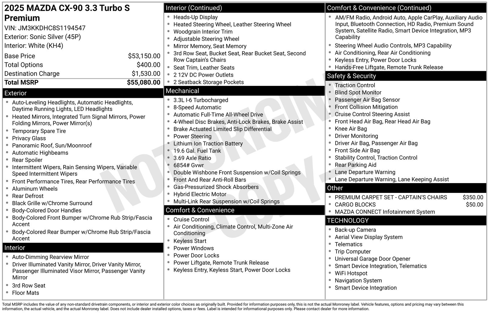 Used Car 2025 Mazda Cx-90  Wagon 4 Dr. 3.3 Turbo S Premium All Wheel Drive For Sale Under $50,000 In Austin, Texas