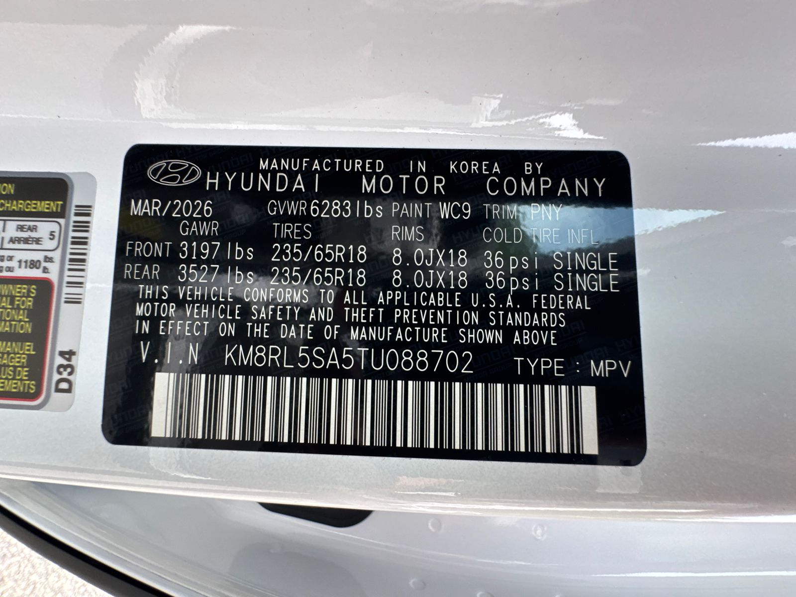 New 2026 White Hyundai Blue SEL image 35