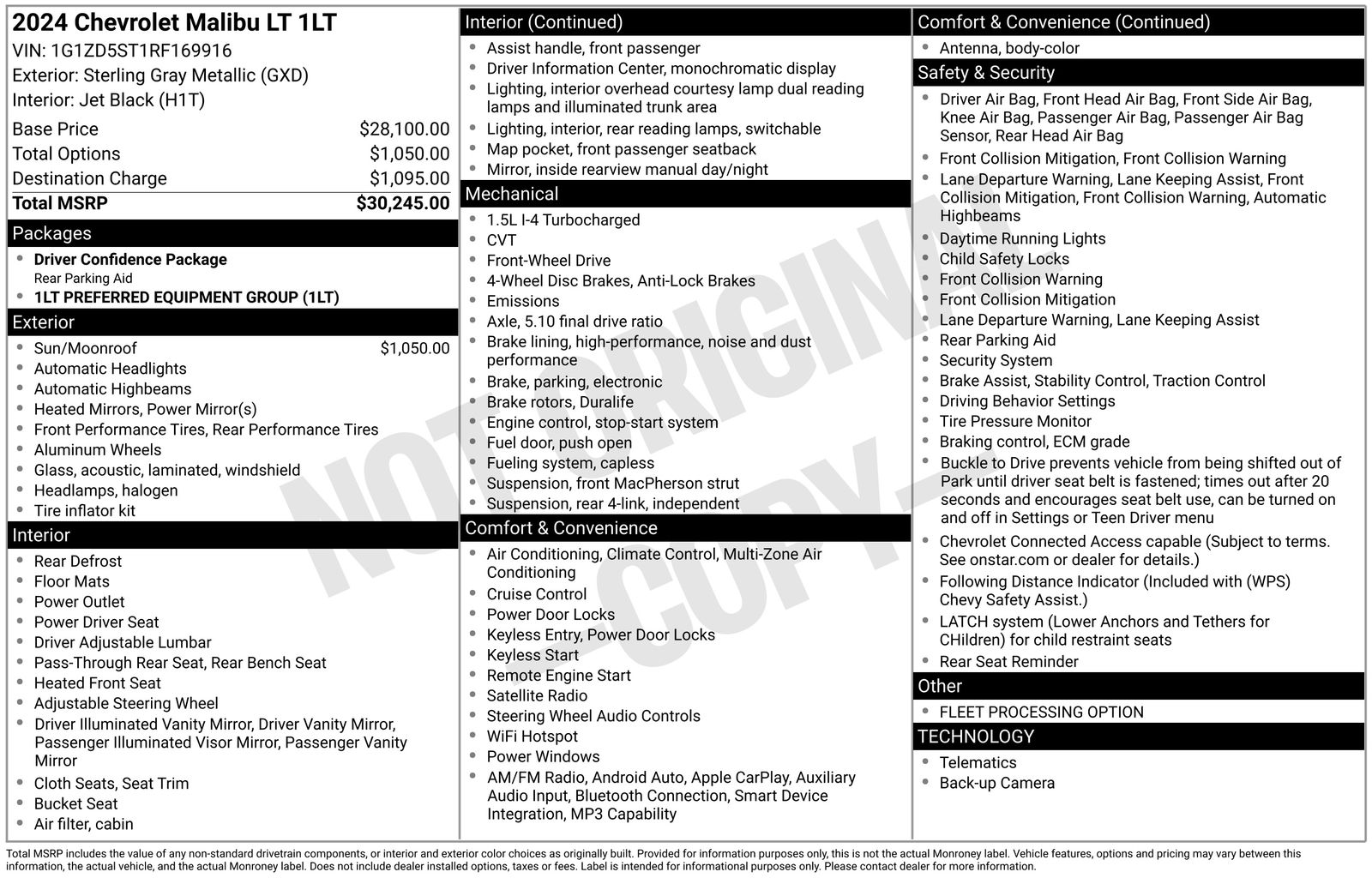 Used Car 2024 Chevrolet Malibu  Lt For Sale Under $20,000 In Austin, Texas