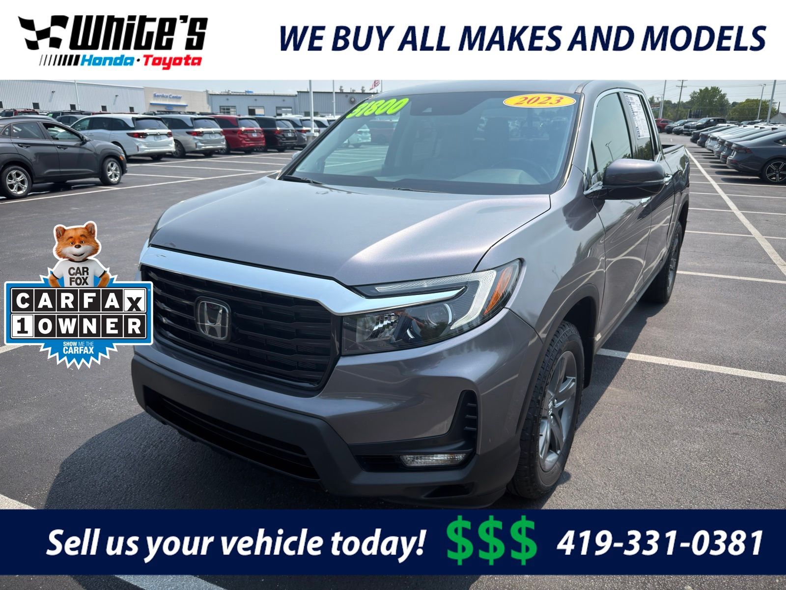 Gray 2023 Honda Ridgeline Pickup Truck All-Wheel Drive 9-Speed Automatic
