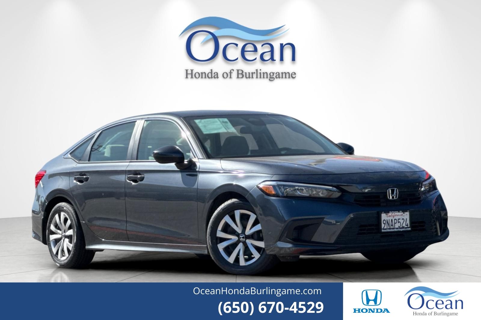 Meteorite Gray Metallic 2024 Honda Civic Sedan Front-Wheel Drive Continuously Variable Transmission