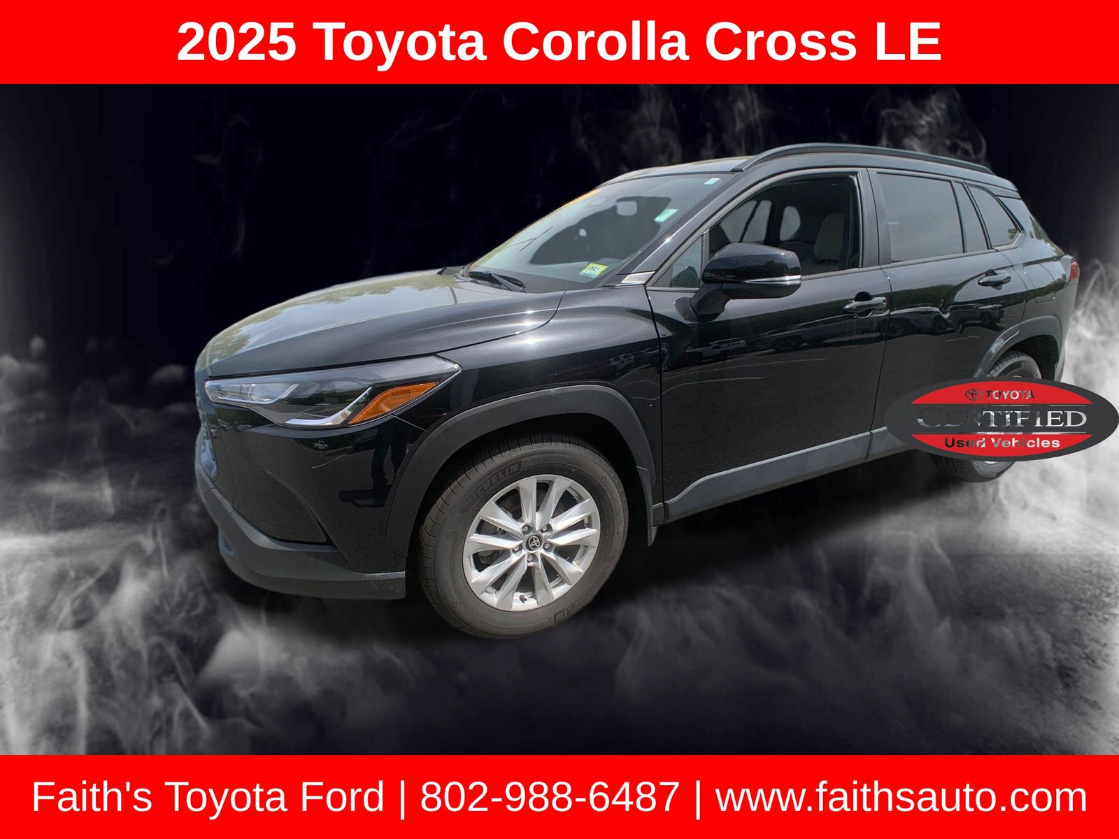 Jet Black 2025 Toyota Corolla Cross LE AWD SUV / Crossover All-Wheel Drive Continuously Variable Transmission