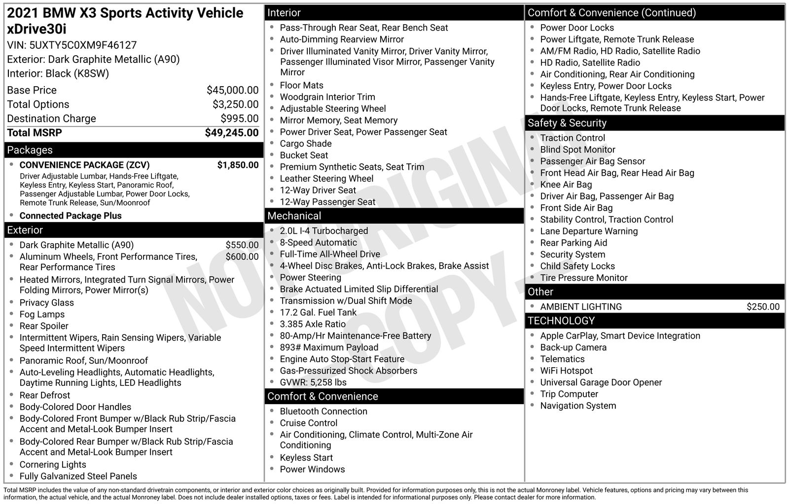 Used Car 2021 Bmw X3  Xdrive30i For Sale Under $25,000 In Austin, Texas
