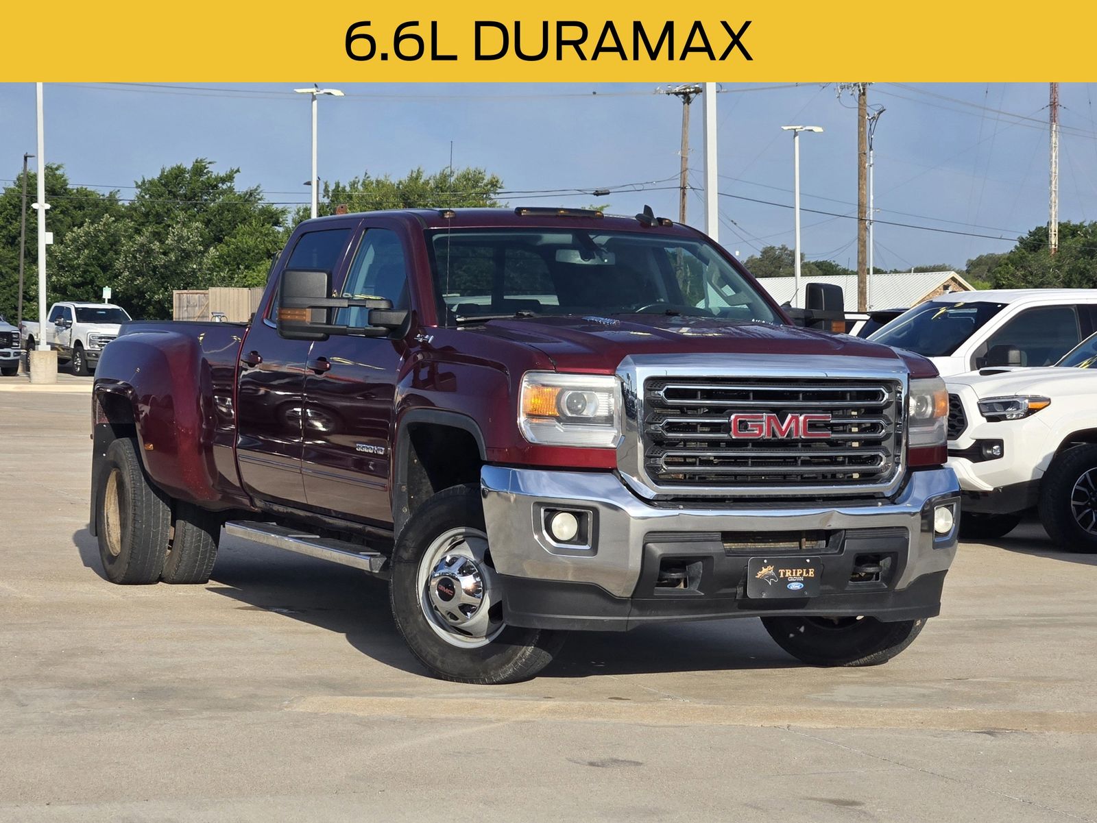 Fire Red 2015 GMC Sierra 3500HD SLE Crew Cab 4WD Pickup Truck Four-Wheel Drive 6-Speed Automatic