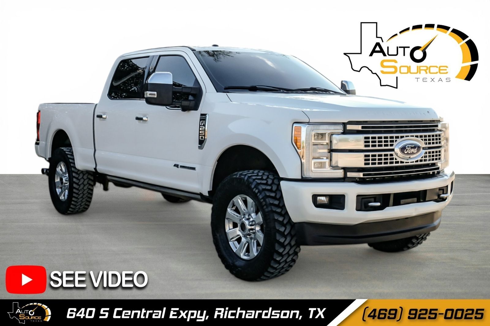 White Platinum 2017 Ford F-250 Super Duty Platinum Crew Cab 4WD Pickup Truck Four-Wheel Drive 6-Speed Automatic