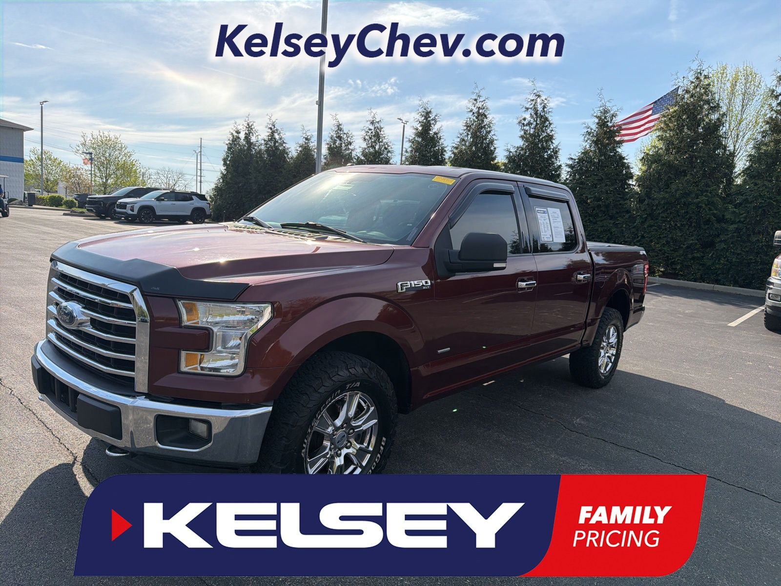 Red (Bronze Fire Metallic) 2015 Ford F-150 XLT SuperCrew 4WD Pickup Truck Four-Wheel Drive 6-Speed Automatic