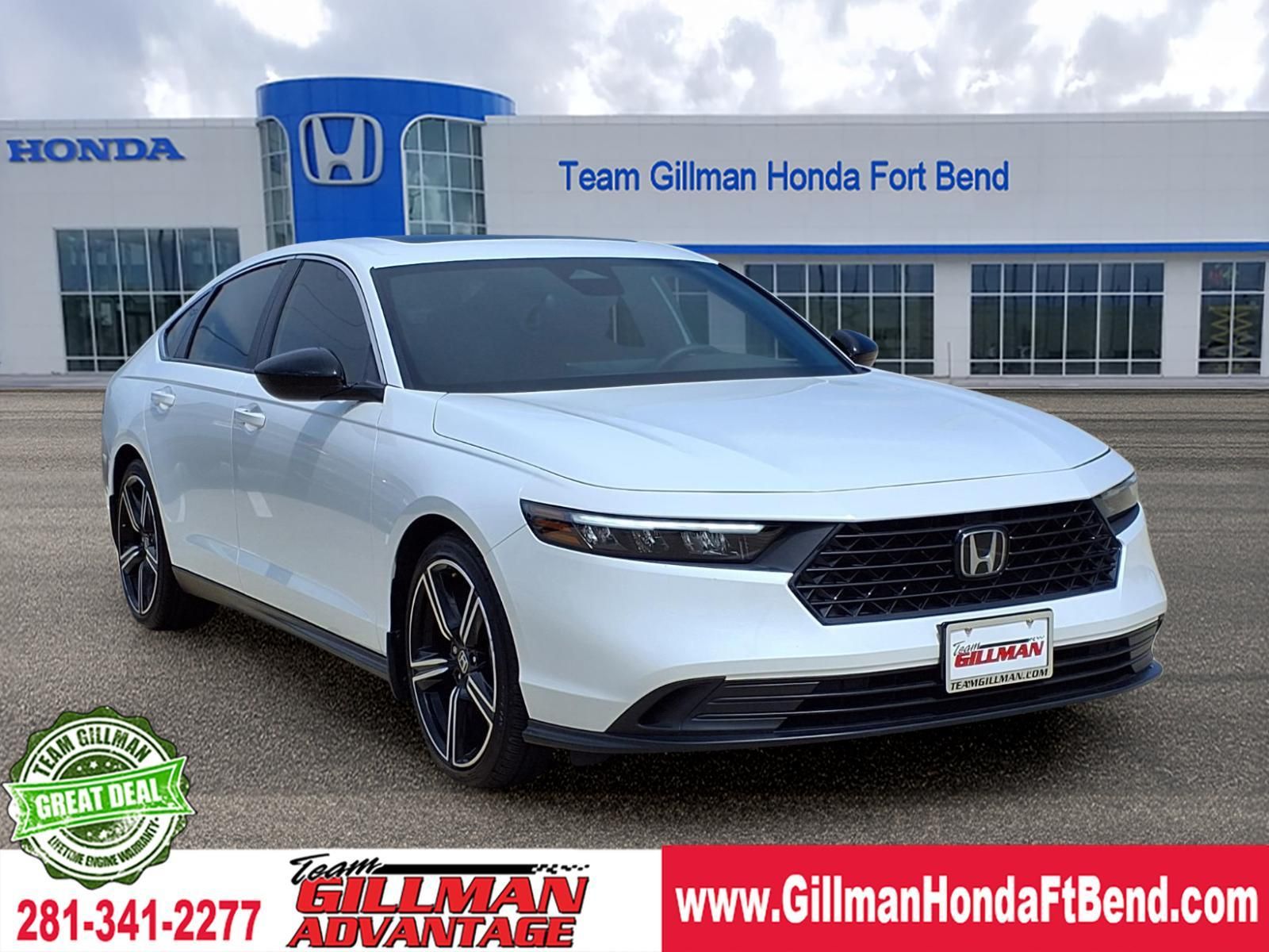 Platinum White Pearl 2024 Honda Accord Hybrid Sport FWD Sedan Front-Wheel Drive Continuously Variable Transmission