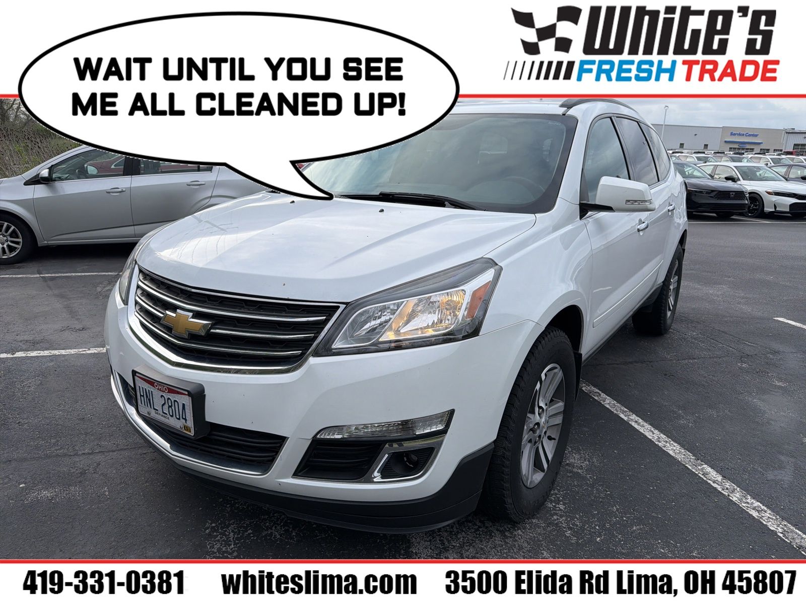 Summit White 2017 Chevrolet Traverse 2LT AWD SUV / Crossover All-Wheel Drive 6-Speed Automatic