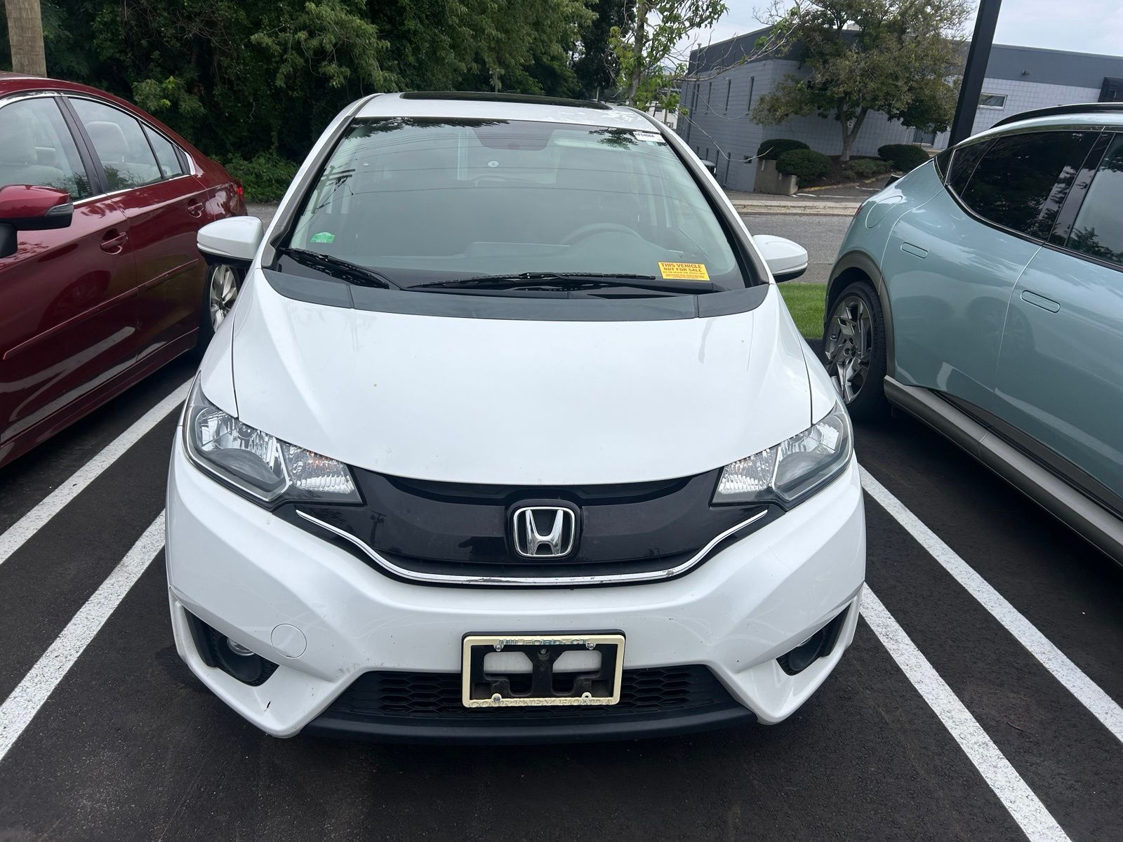 White 2015 Honda Fit Hatchback Front-Wheel Drive Continuously Variable Transmission