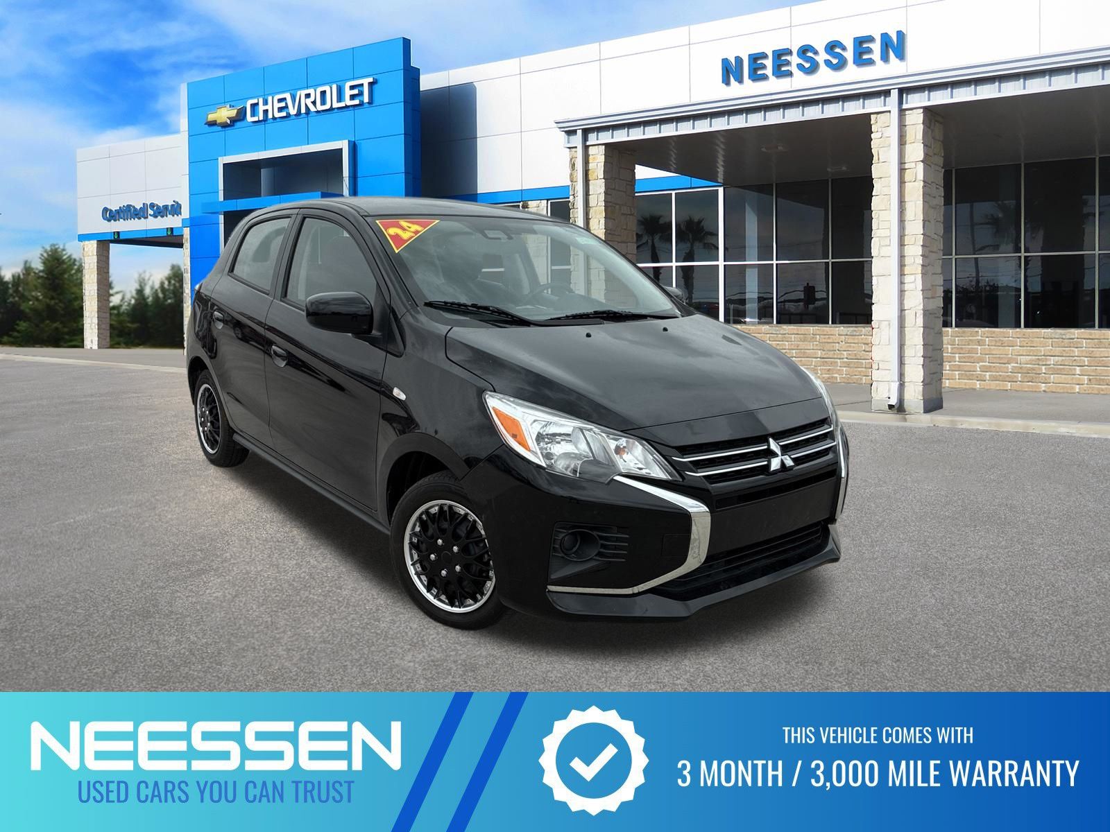 Jet Black Metallic 2024 Mitsubishi Mirage Hatchback Front-Wheel Drive Continuously Variable Transmission