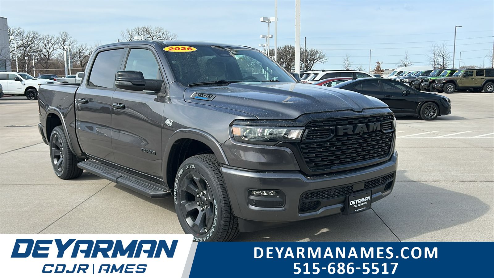 Gray (Granite Crystal Metallic Clearcoat) 2026 RAM 1500 Big Horn Crew Cab 4WD Pickup Truck Four-Wheel Drive 8-Speed Automatic