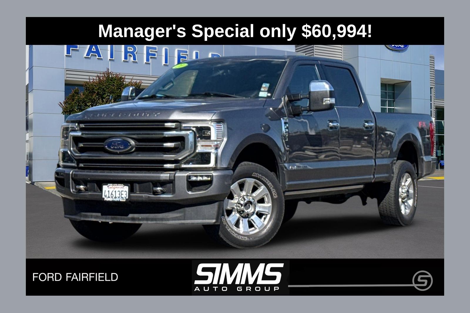 Gray Metallic 2021 Ford F-250 Super Duty Pickup Truck Four-Wheel Drive Automatic