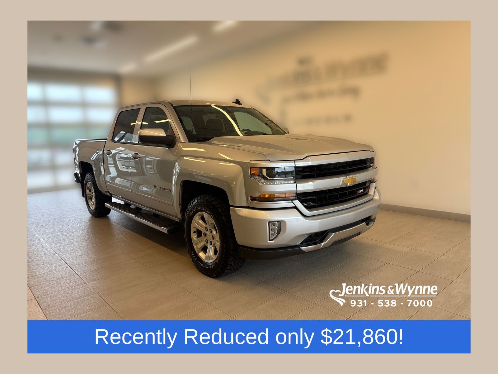 Silver Ice Metallic 2018 Chevrolet Silverado 1500 Pickup Truck Four-Wheel Drive 6-Speed Automatic Overdrive