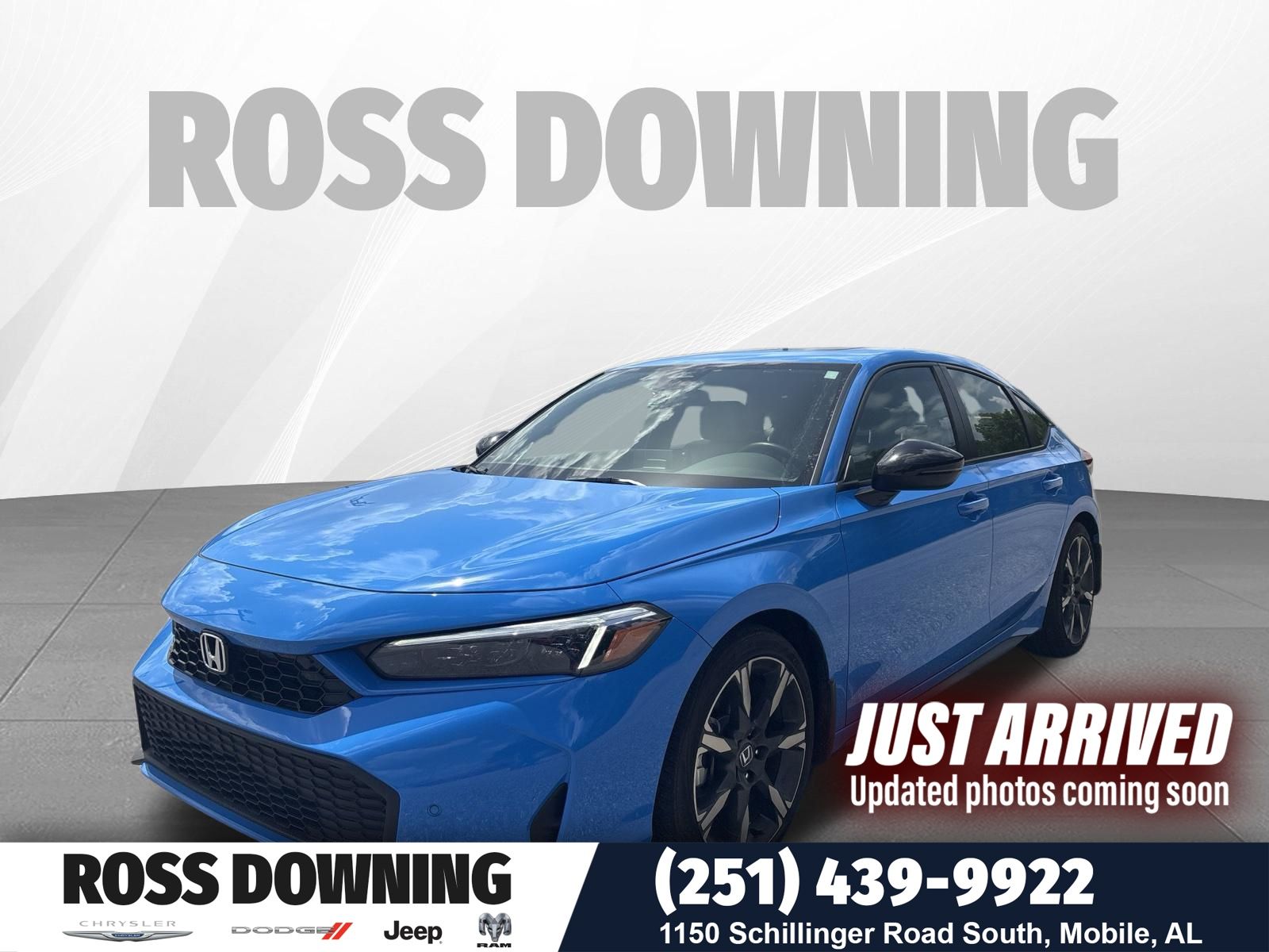 Blue 2025 Honda Civic Hybrid Hatchback Front-Wheel Drive Continuously Variable Transmission