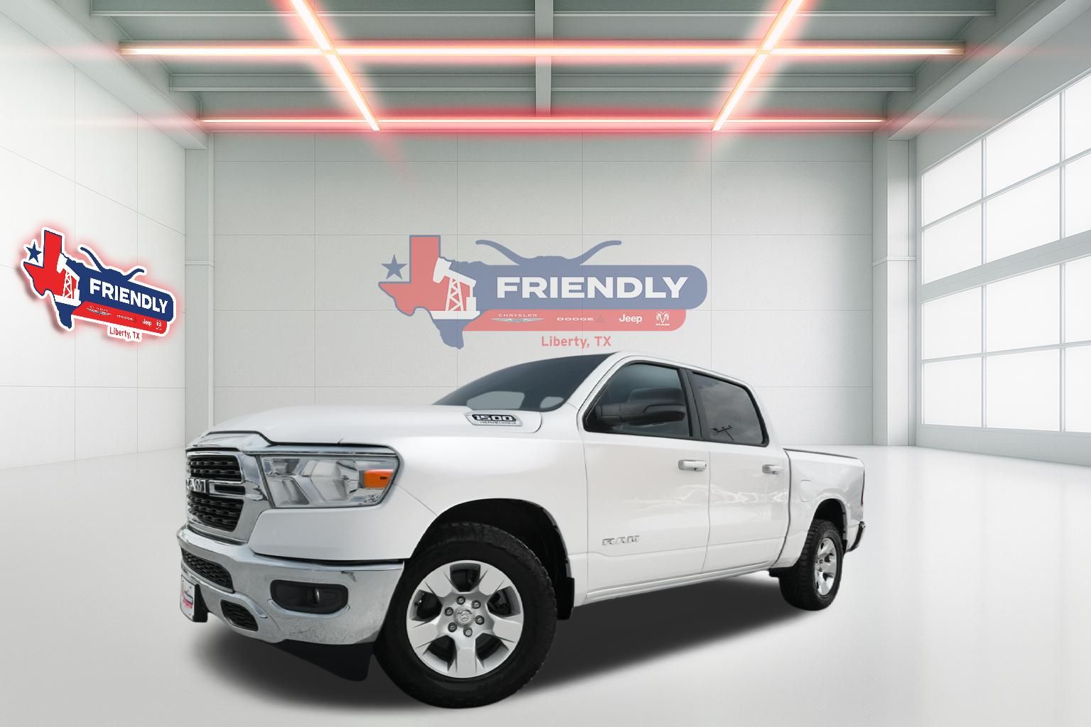 Bright White Clearcoat 2022 RAM 1500 Big Horn Crew Cab RWD Pickup Truck 4X2 8-Speed Automatic