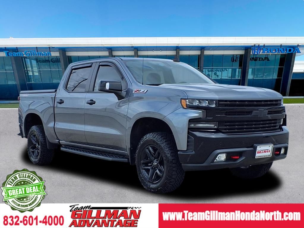 Gray (Satin Steel Metallic) 2020 Chevrolet Silverado 1500 LT Trail Boss Crew Cab 4WD Pickup Truck Four-Wheel Drive Automatic