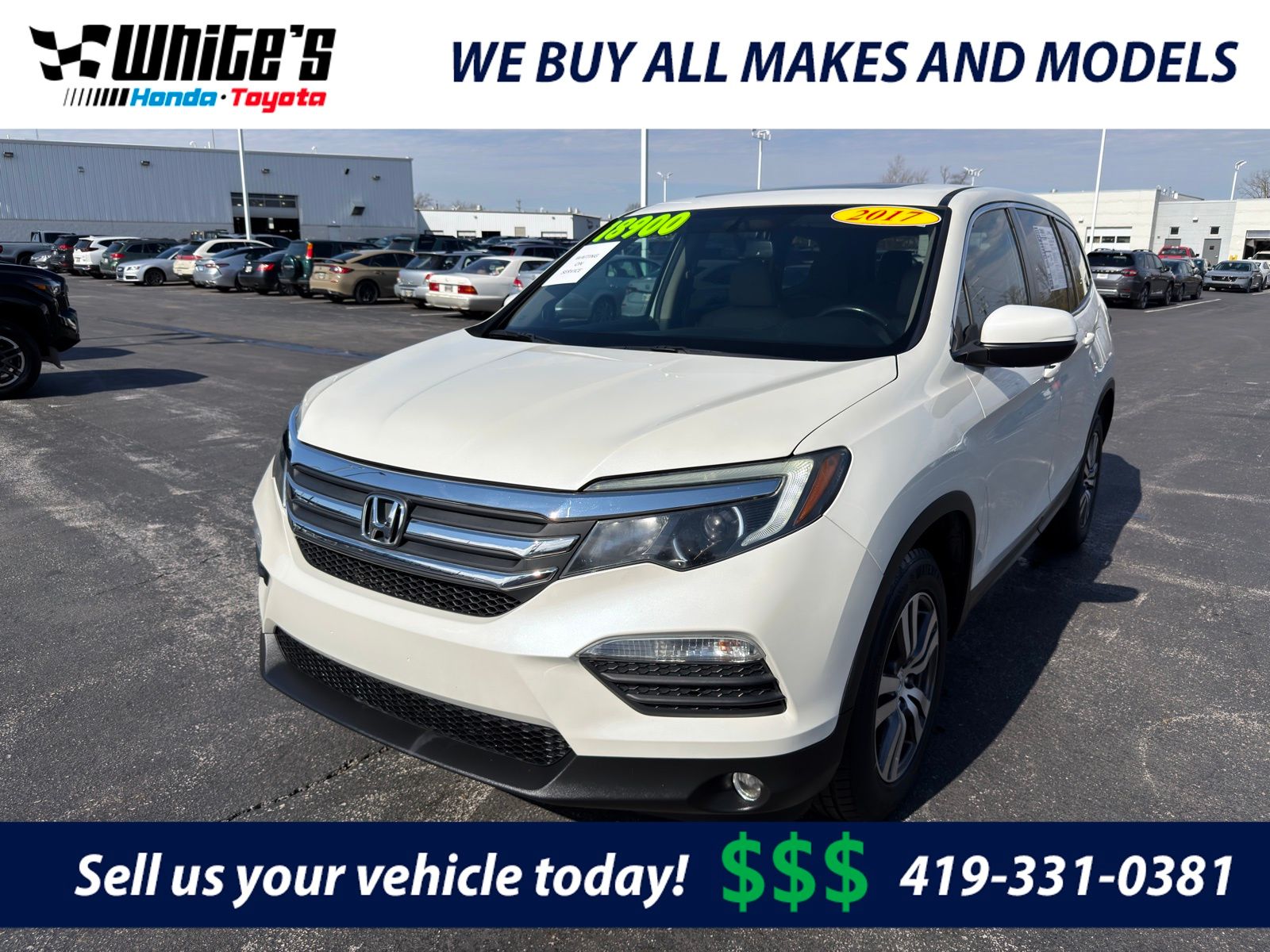 White Diamond Pearl 2017 Honda Pilot EX-L AWD SUV / Crossover All-Wheel Drive 6-Speed Automatic