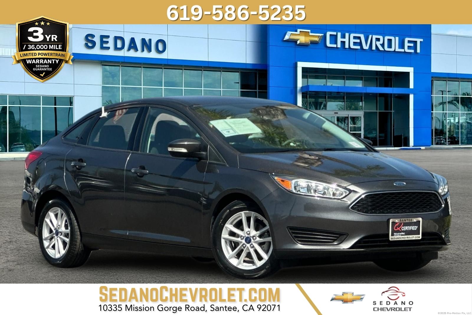 Gray (Dark Grey) 2015 Ford Focus Sedan Front-Wheel Drive 6-Speed Automatic
