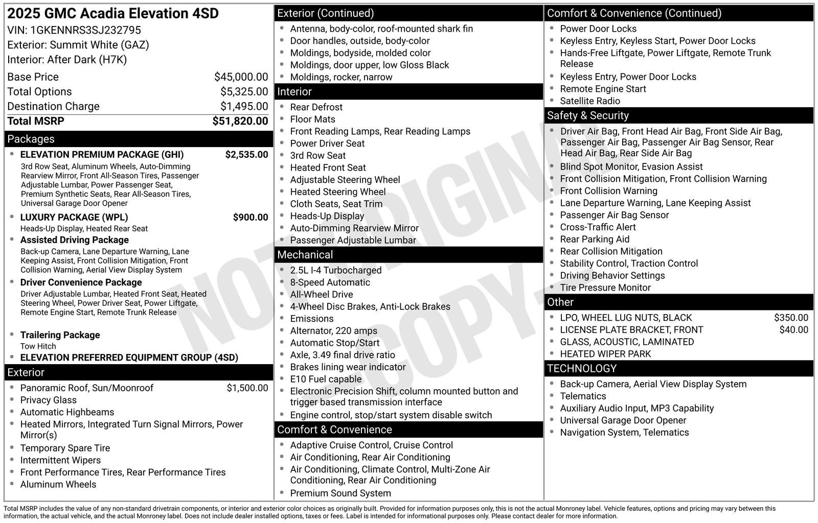 Used Car 2025 Gmc Acadia  Elevation For Sale Under $50,000 In Austin, Texas