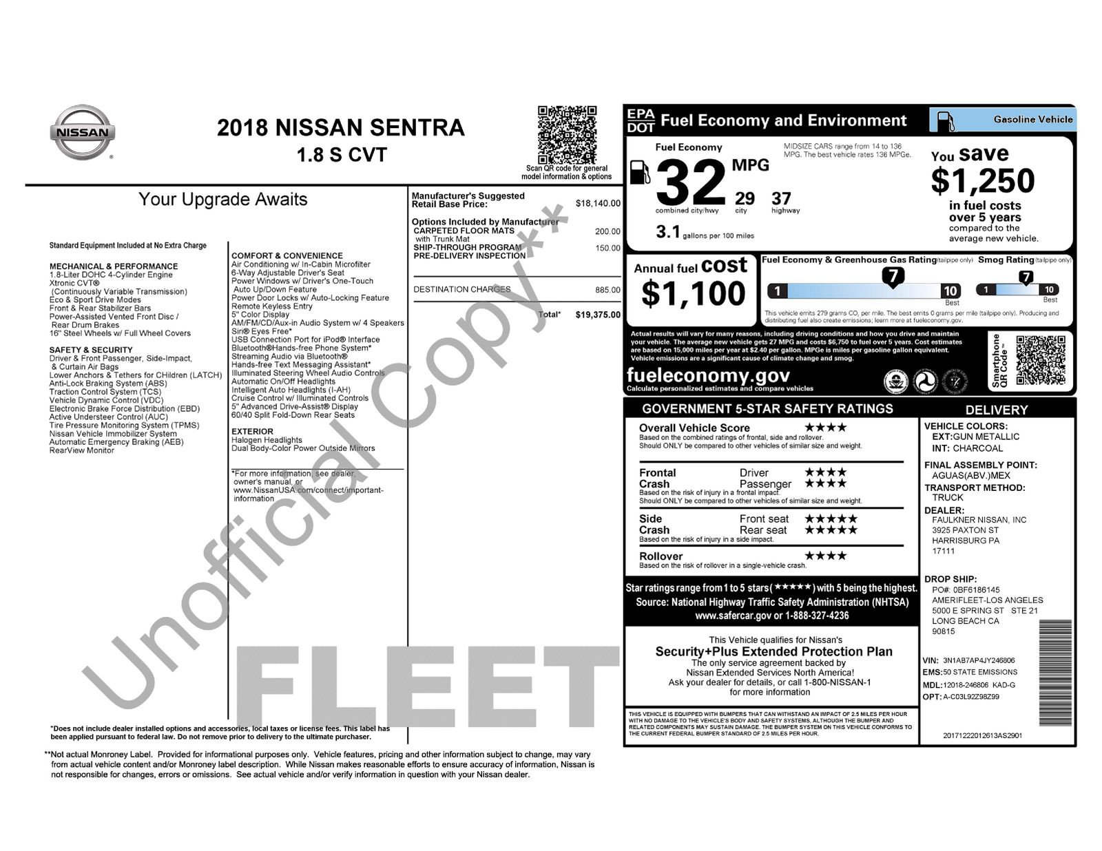 Used Car 2018 Nissan Sentra  S For Sale Under $10,000 In Austin, Texas