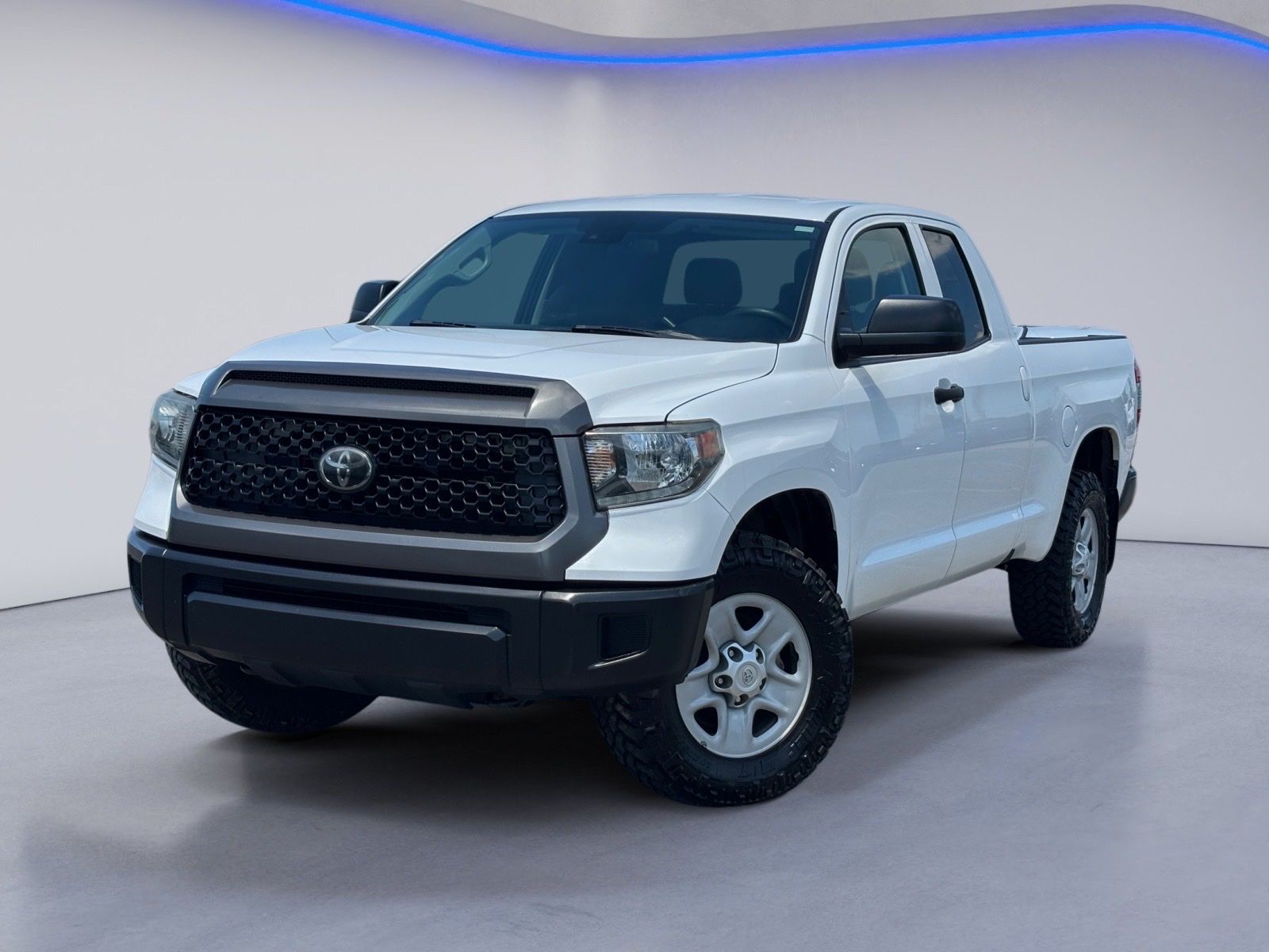 Super White 2019 Toyota Tundra SR Double Cab 4.6L 4WD Pickup Truck Four-Wheel Drive 6-Speed Automatic