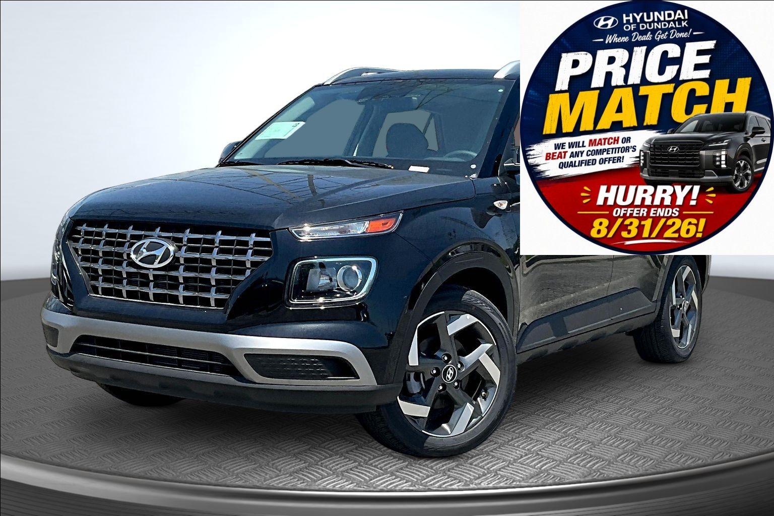 Onyx Black 2026 Hyundai Venue SUV / Crossover Front-Wheel Drive Continuously Variable Transmission