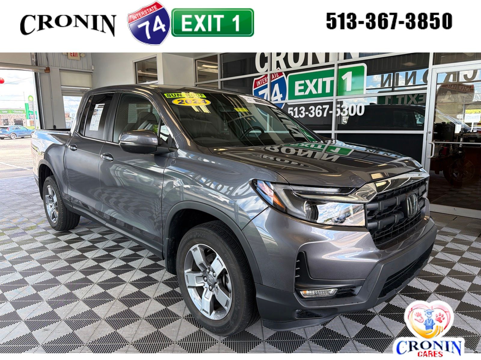 Gray (Modern Steel Metallic) 2024 Honda Ridgeline Pickup Truck All-Wheel Drive 9-Speed Automatic