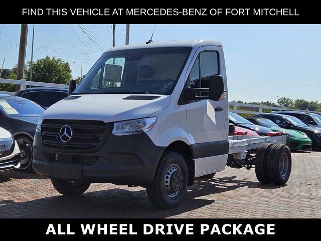 Arctic White 2024 Mercedes-Benz Sprinter Cab Chassis 3500XD 144 AWD Van All-Wheel Drive 9-Speed Automatic
