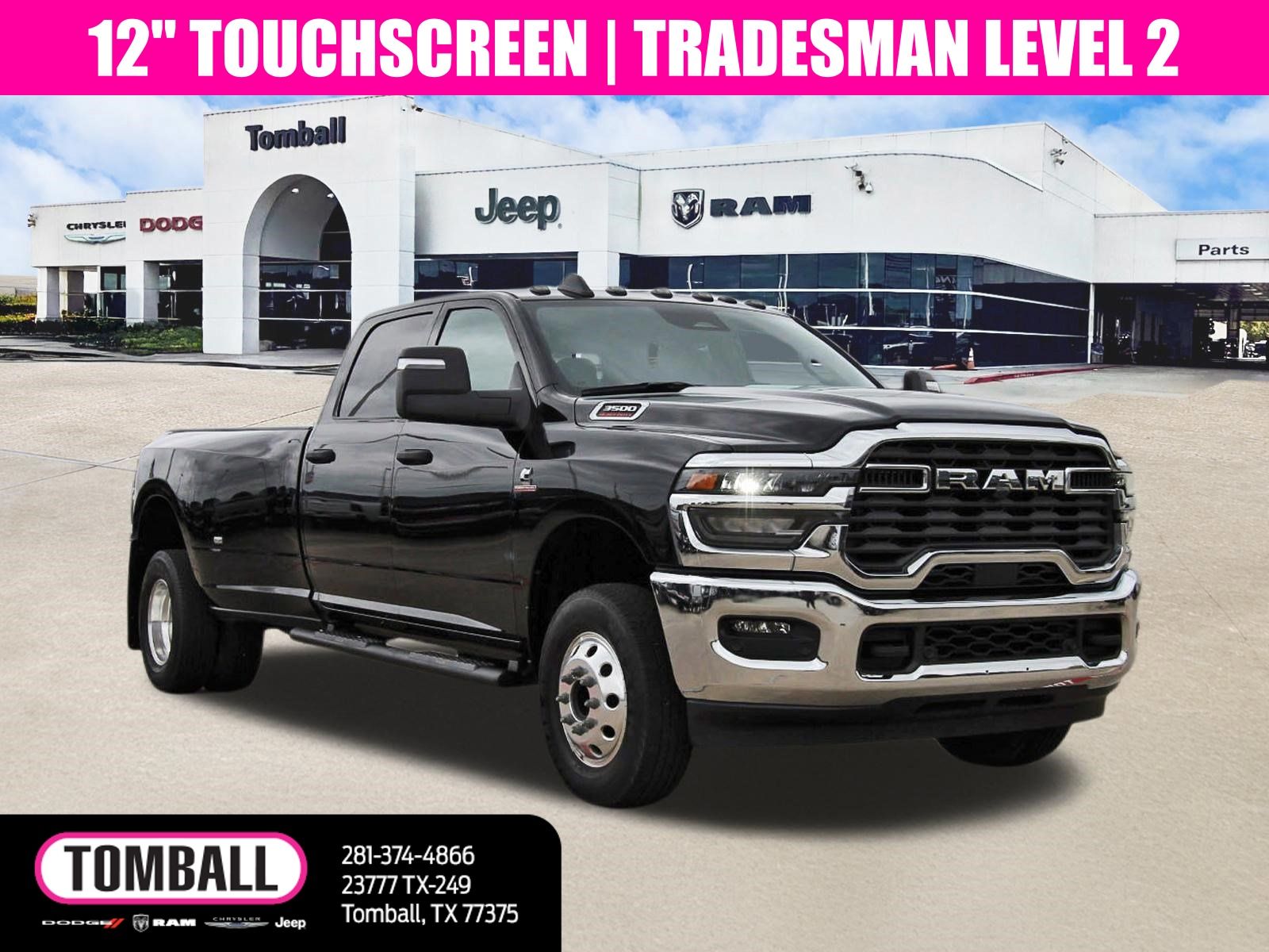 Diamond Black Crystal Pearlcoat 2025 RAM 3500 Tradesman Crew Cab LB DRW 4WD Pickup Truck Four-Wheel Drive 8-Speed Automatic