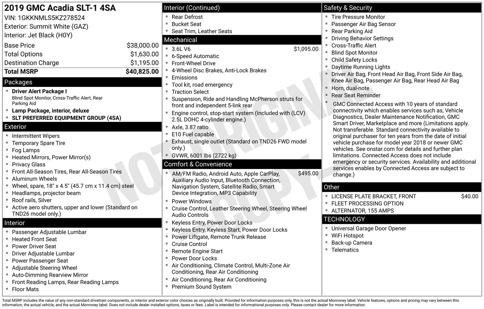 Used Car 2019 Gmc Acadia  Slt-1 For Sale Under $10,000 In Austin, Texas