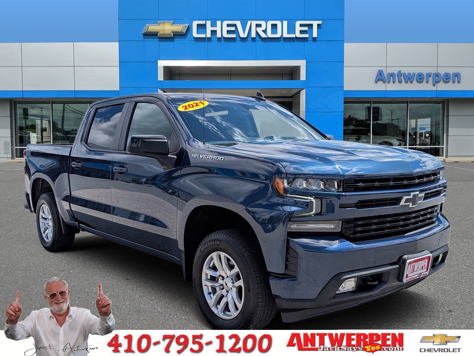 Blue Metallic 2021 Chevrolet Silverado 1500 RST Crew Cab 4WD Pickup Truck Four-Wheel Drive 8-Speed Automatic