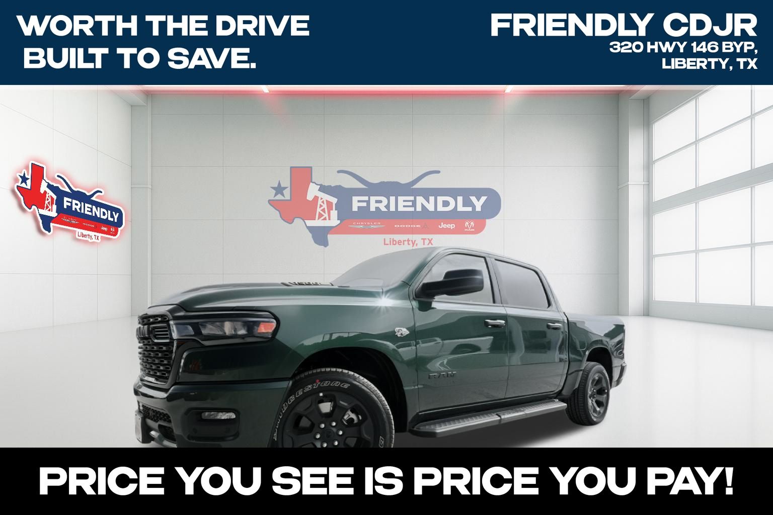 Serrano Green Metallic 2026 RAM 1500 Pickup Truck Four-Wheel Drive 8-Speed Automatic