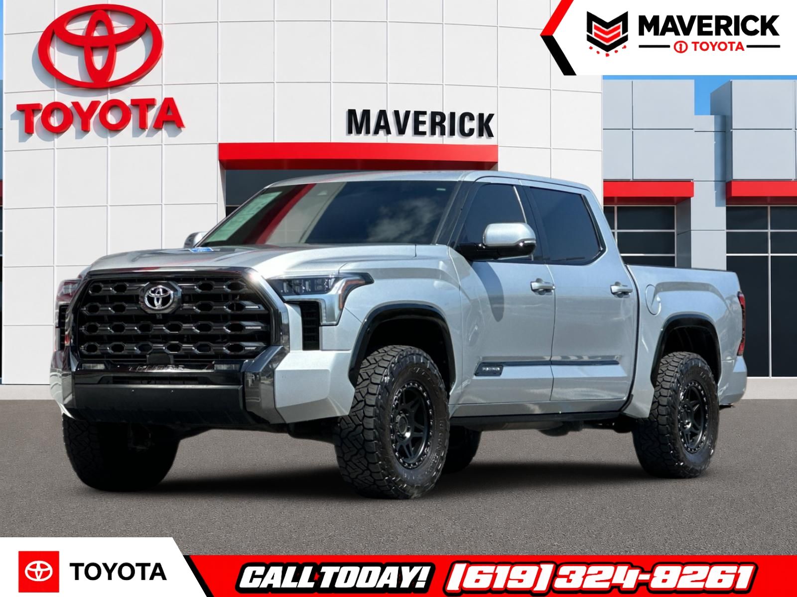 Silver 2023 Toyota Tundra Platinum CrewMax Cab 4WD Pickup Truck Four-Wheel Drive Automatic