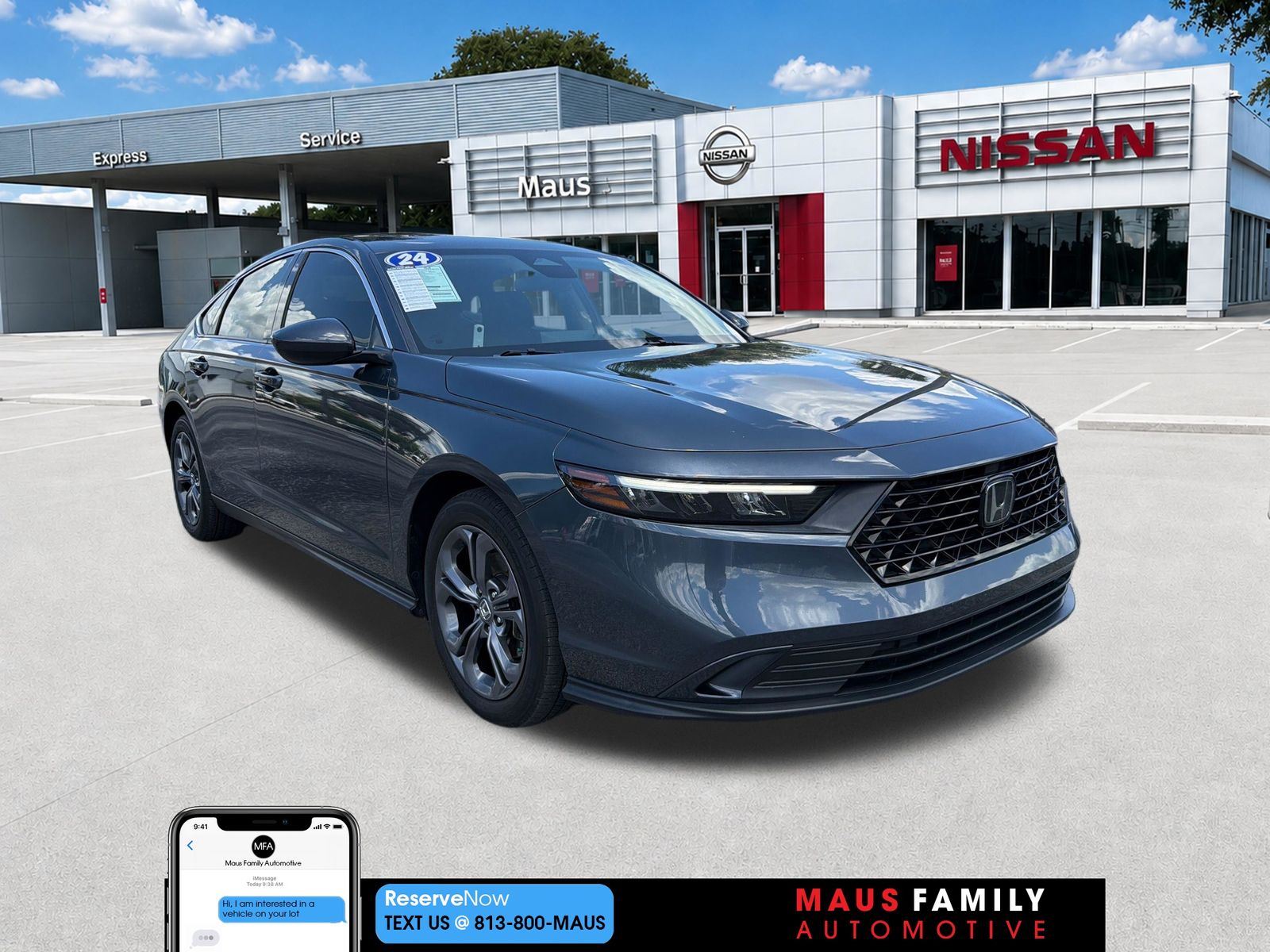 Gray 2024 Honda Accord EX FWD Sedan Front-Wheel Drive Continuously Variable Transmission