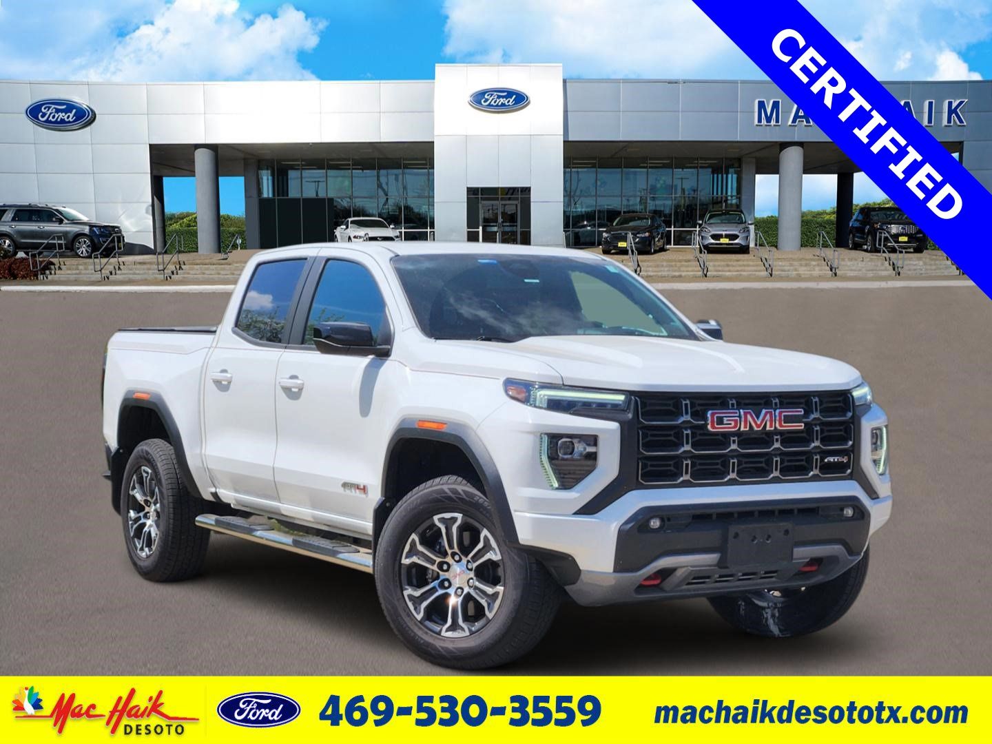 Summit White 2023 GMC Canyon AT4 Crew Cab 4WD Pickup Truck Four-Wheel Drive 8-Speed Automatic