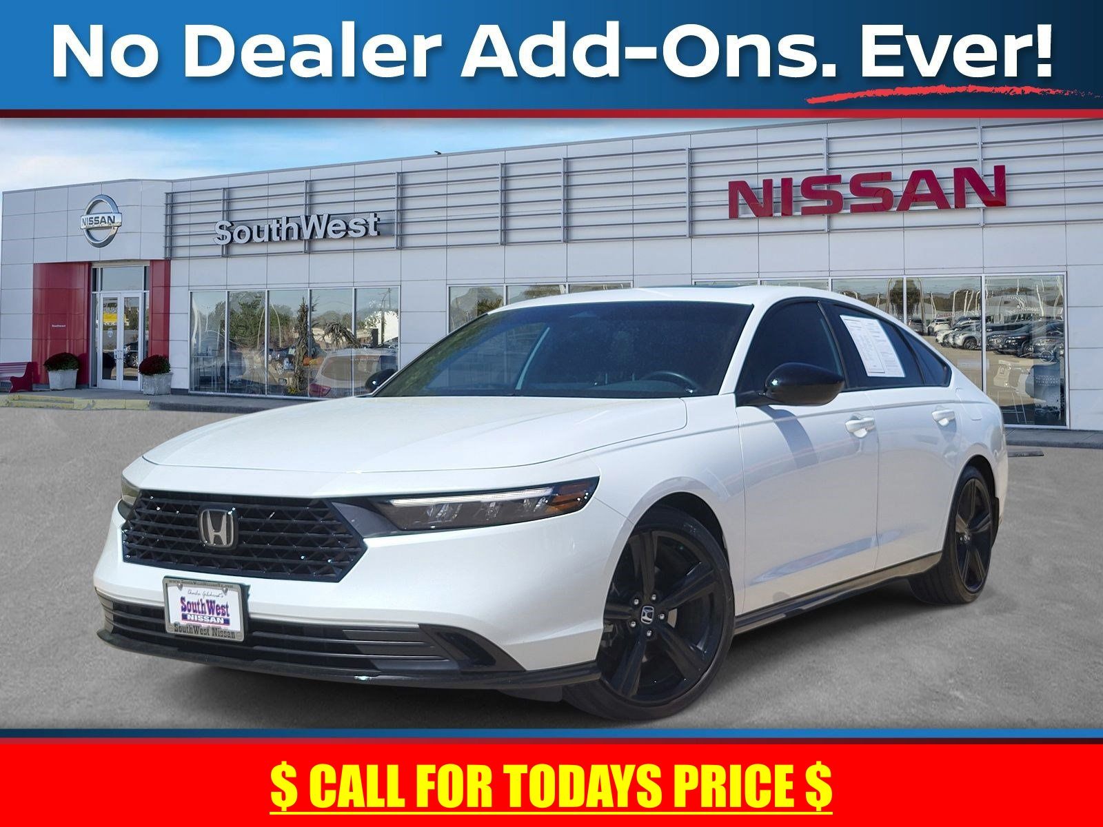 White 2025 Honda Accord Hybrid Sport-L FWD Sedan Front-Wheel Drive Continuously Variable Transmission