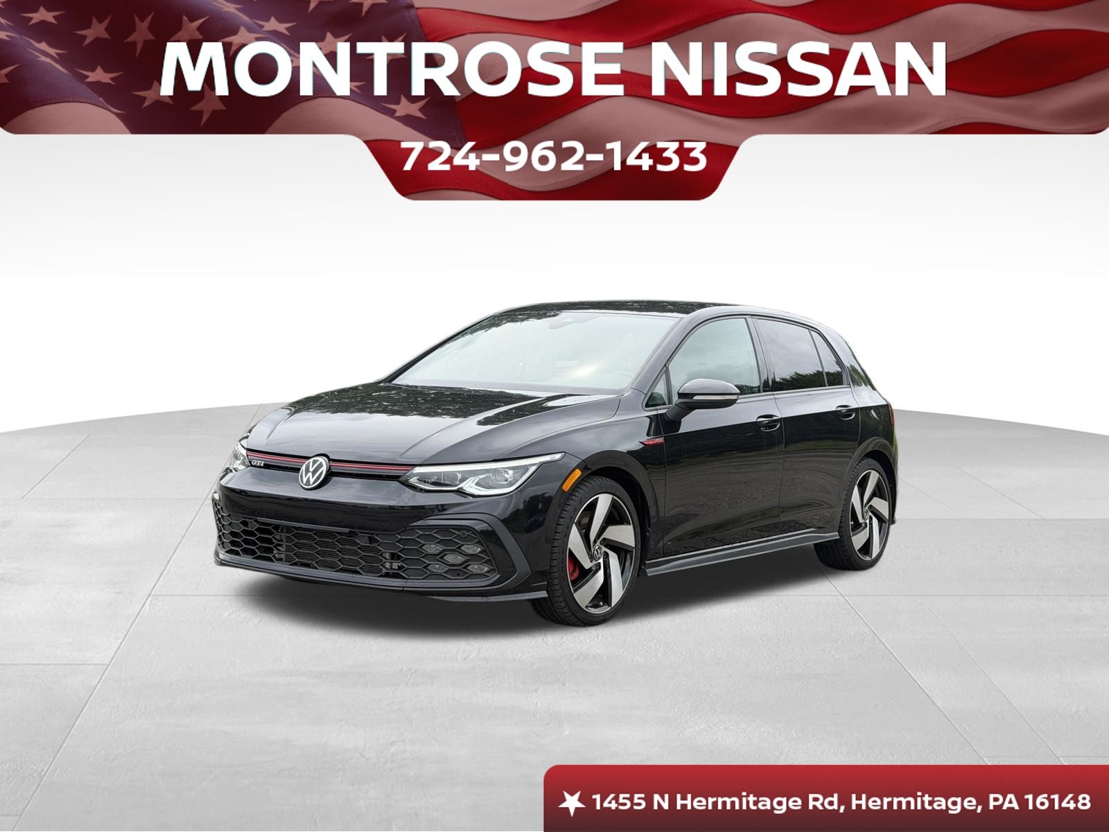 Deep Black Pearl 2024 Volkswagen Golf GTI Hatchback Front-Wheel Drive 7-Speed Dual Clutch