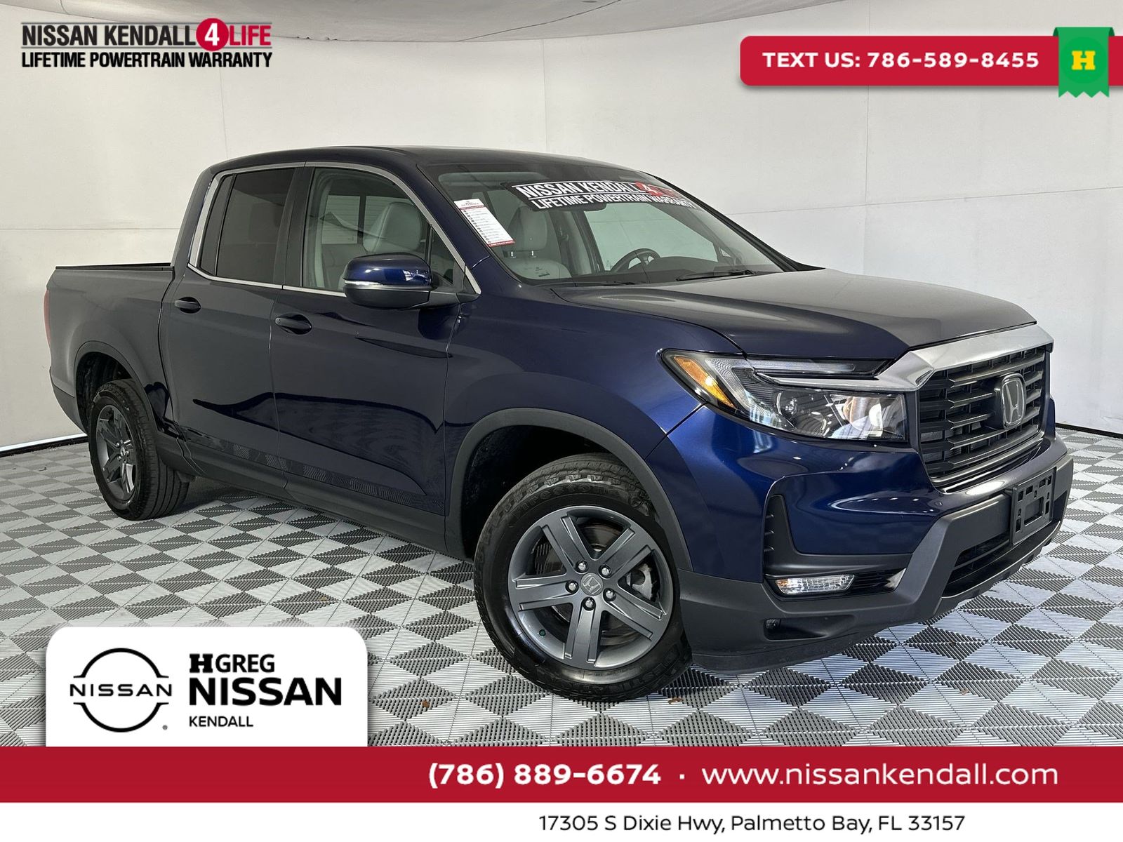 Black (Obsidian Blue Pearl) 2023 Honda Ridgeline Pickup Truck All-Wheel Drive 9-Speed Automatic