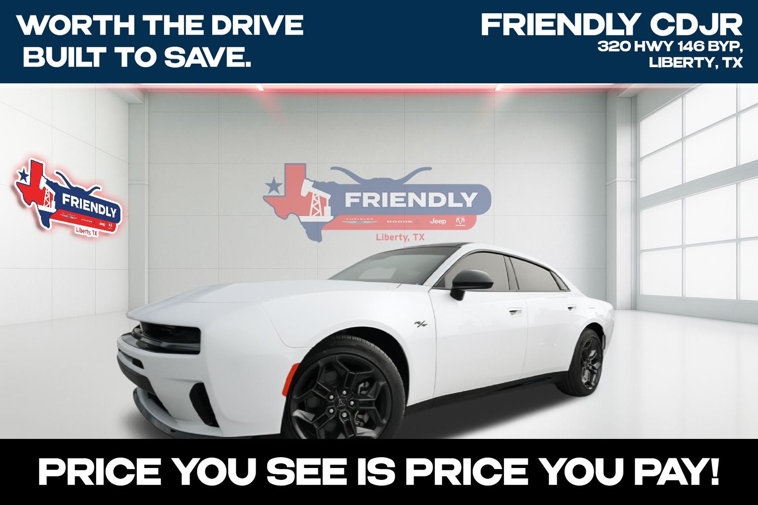 Bright White Clearcoat 2026 Dodge Charger Sedan All-Wheel Drive 8-Speed Automatic