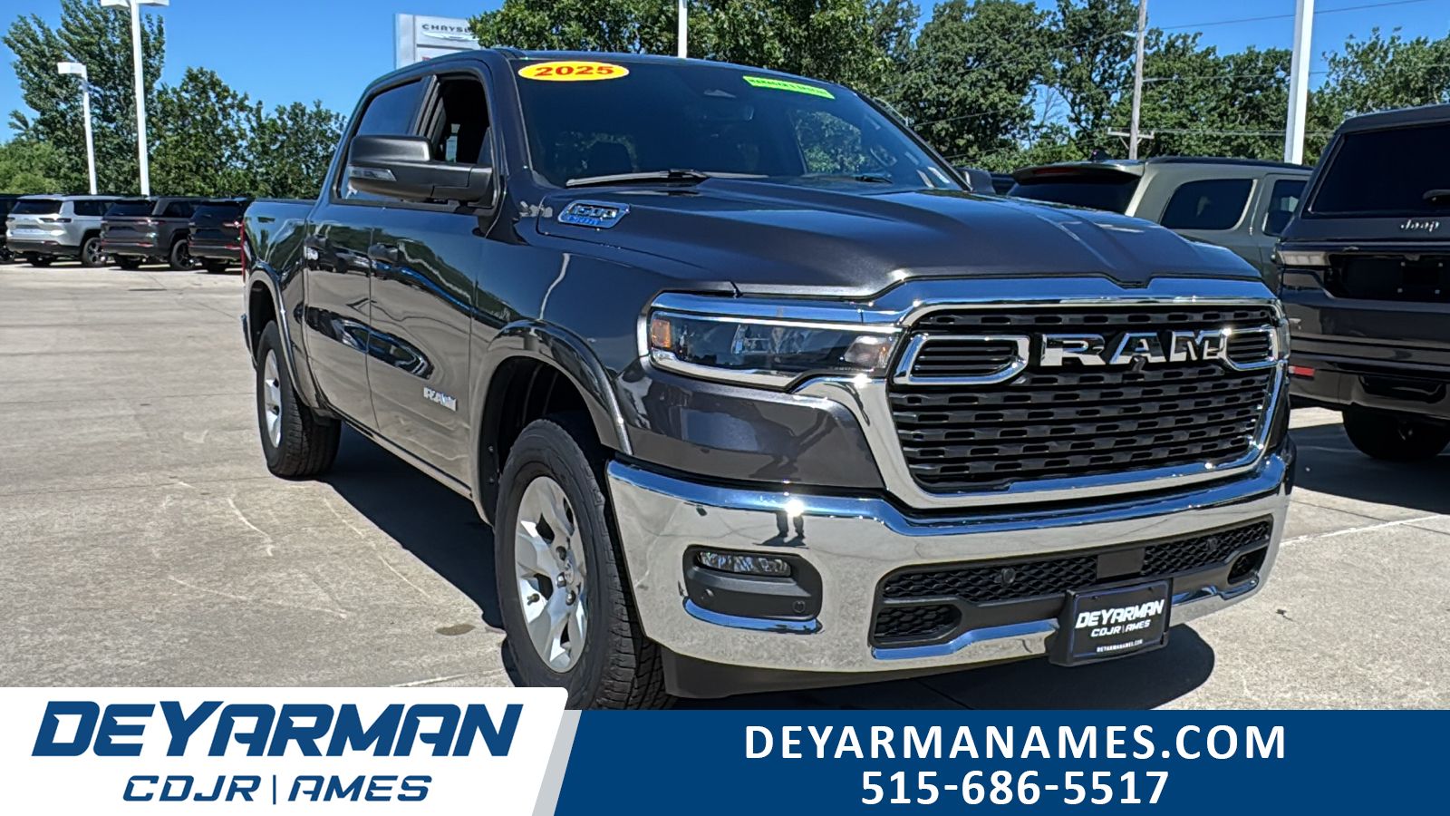 Gray (Granite Crystal Metallic Clearcoat) 2025 RAM 1500 Big Horn Crew Cab 4WD Pickup Truck Four-Wheel Drive 8-Speed Automatic