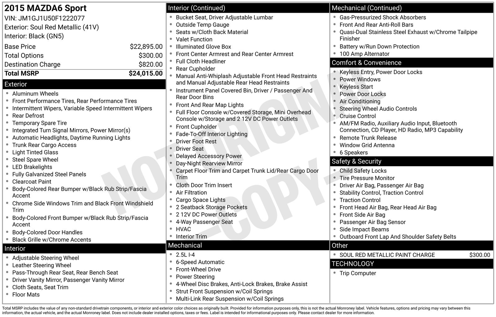 Used Car 2015 Mazda Mazda6  I Sport For Sale Under $10,000 In Austin, Texas