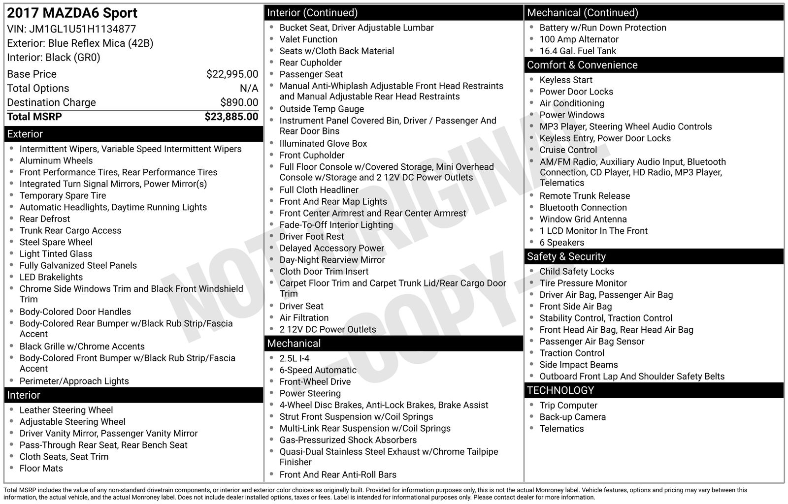 Used Car 2017 Mazda Mazda6  Sport For Sale Under $15,000 In Austin, Texas