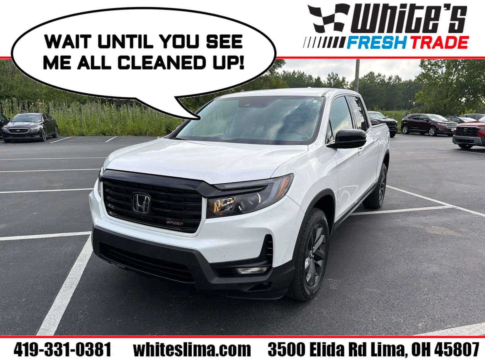 White 2023 Honda Ridgeline Pickup Truck All-Wheel Drive 9-Speed Automatic