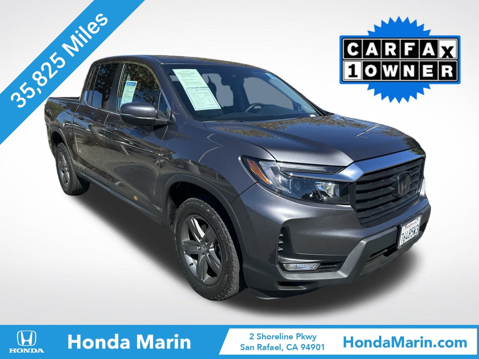 Gray (Modern Steel Metallic) 2023 Honda Ridgeline Pickup Truck All-Wheel Drive 9-Speed Automatic