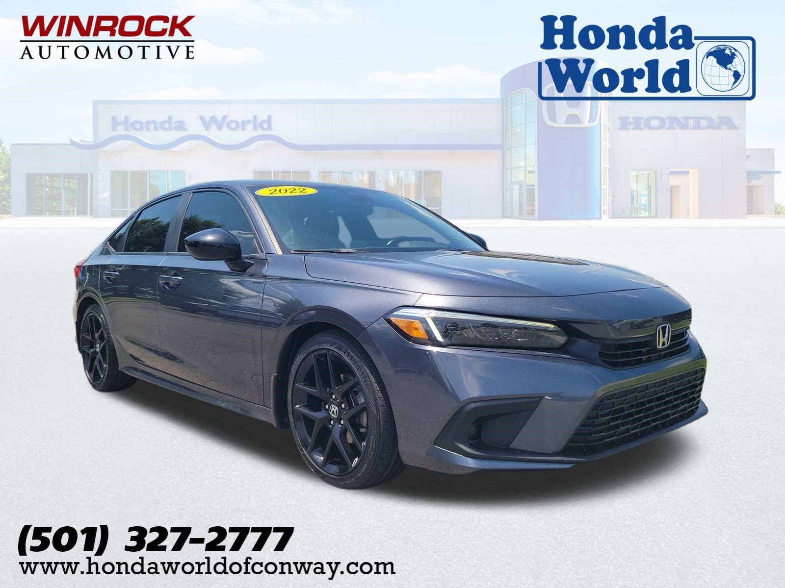 Gray 2022 Honda Civic Sport FWD Sedan Front-Wheel Drive Continuously Variable Transmission