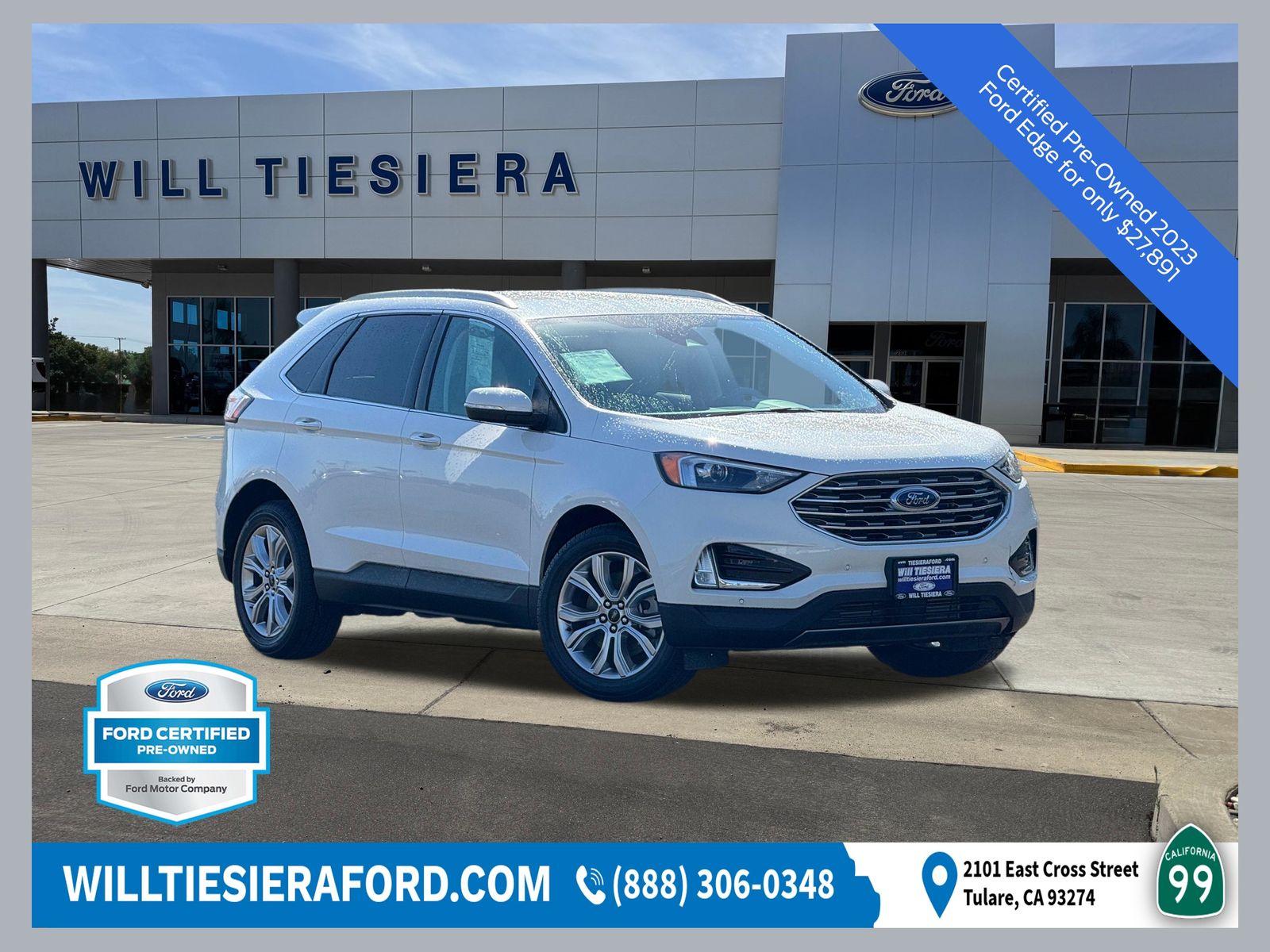 White Metallic 2023 Ford Edge SUV / Crossover All-Wheel Drive 8-Speed Automatic
