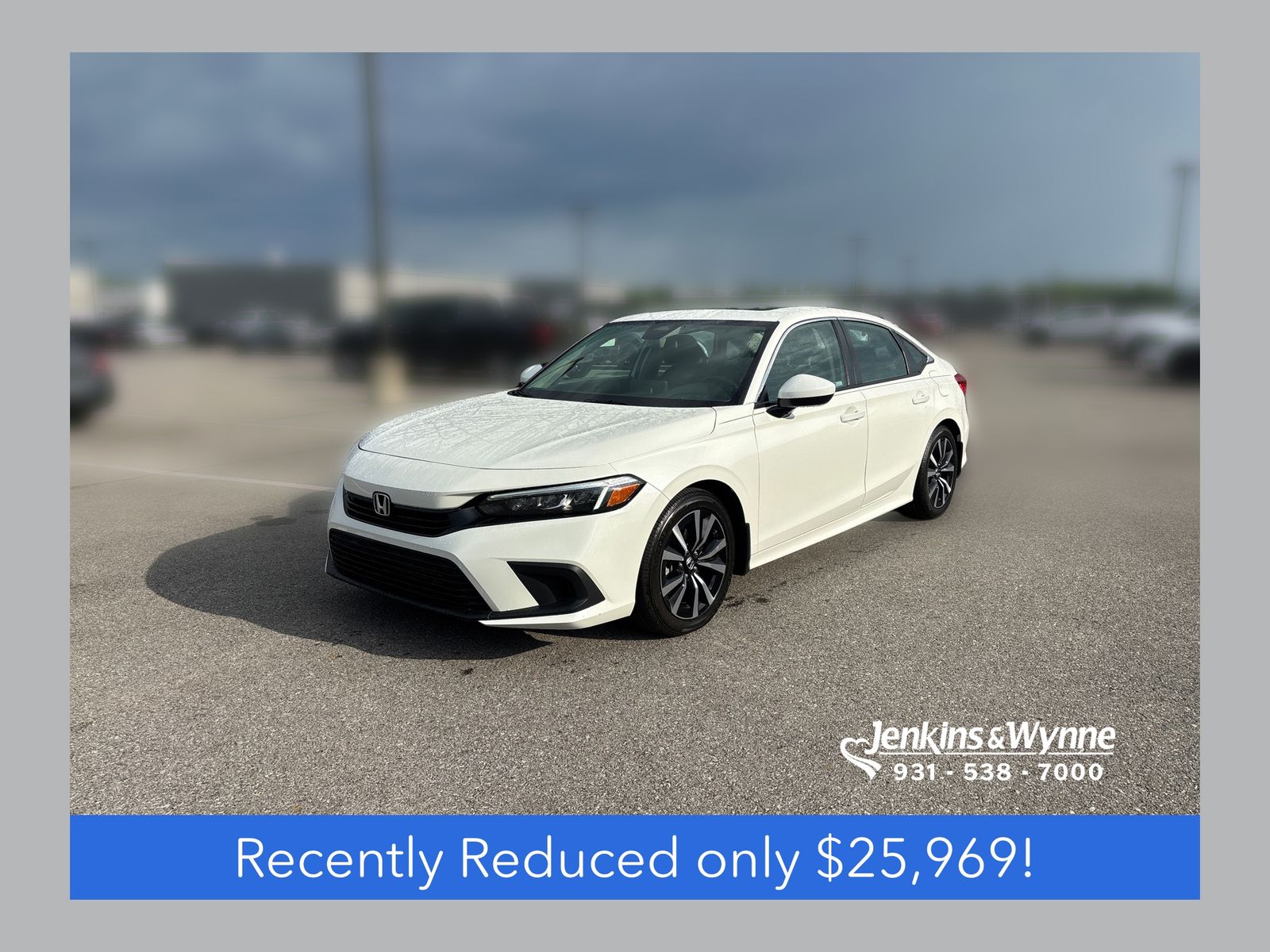 Platinum White Pearl 2024 Honda Civic EX FWD Sedan Front-Wheel Drive Continuously Variable Transmission