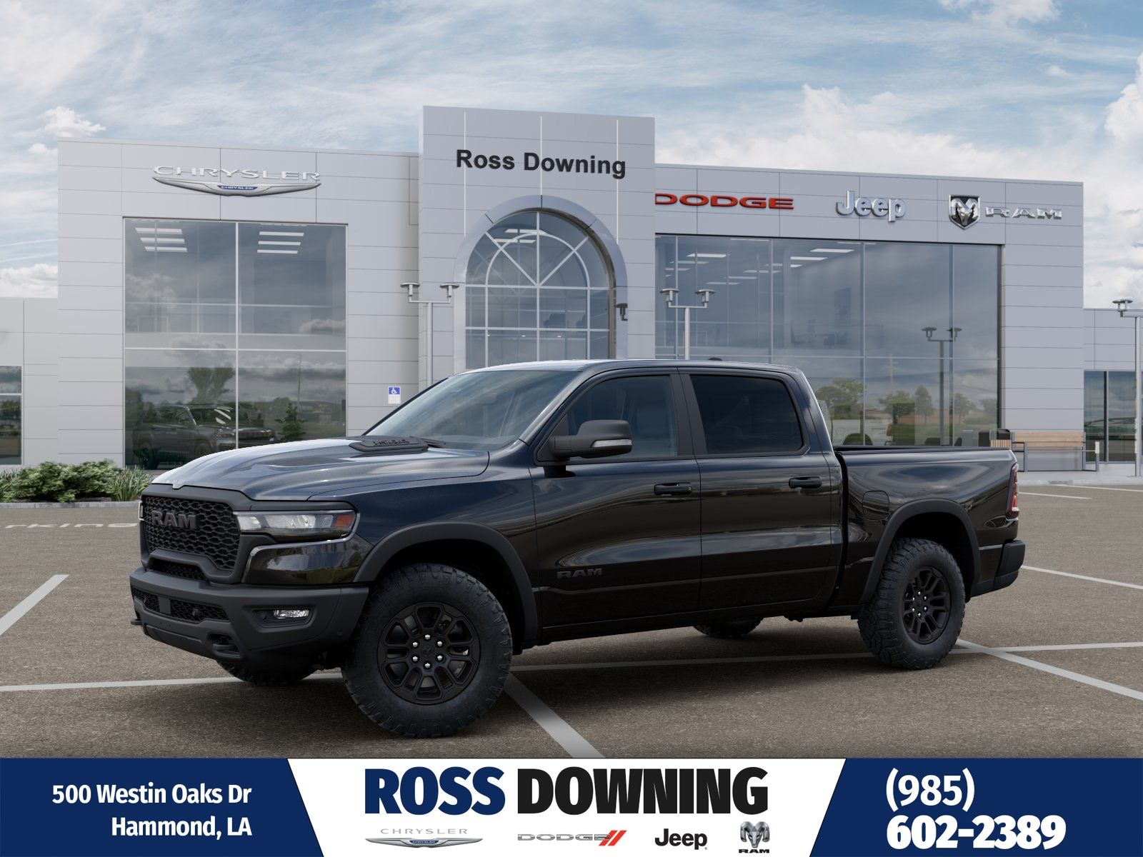 Diamond Black Crystal Pearlcoat 2026 RAM 1500 Rebel Crew Cab 4WD Pickup Truck Four-Wheel Drive 8-Speed Automatic