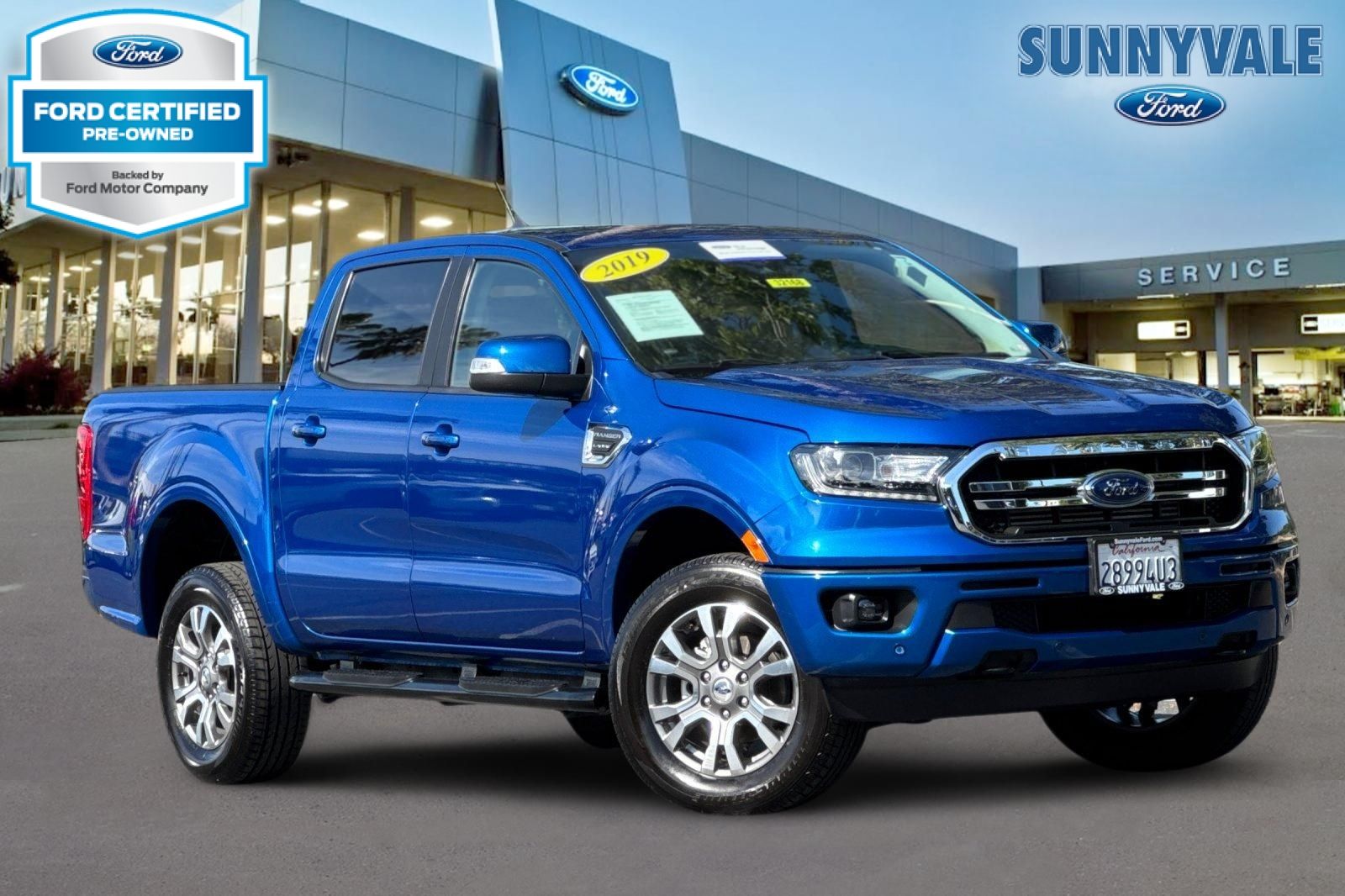 Lightning Blue Metallic 2019 Ford Ranger Lariat SuperCrew RWD Pickup Truck 4X2 Automatic