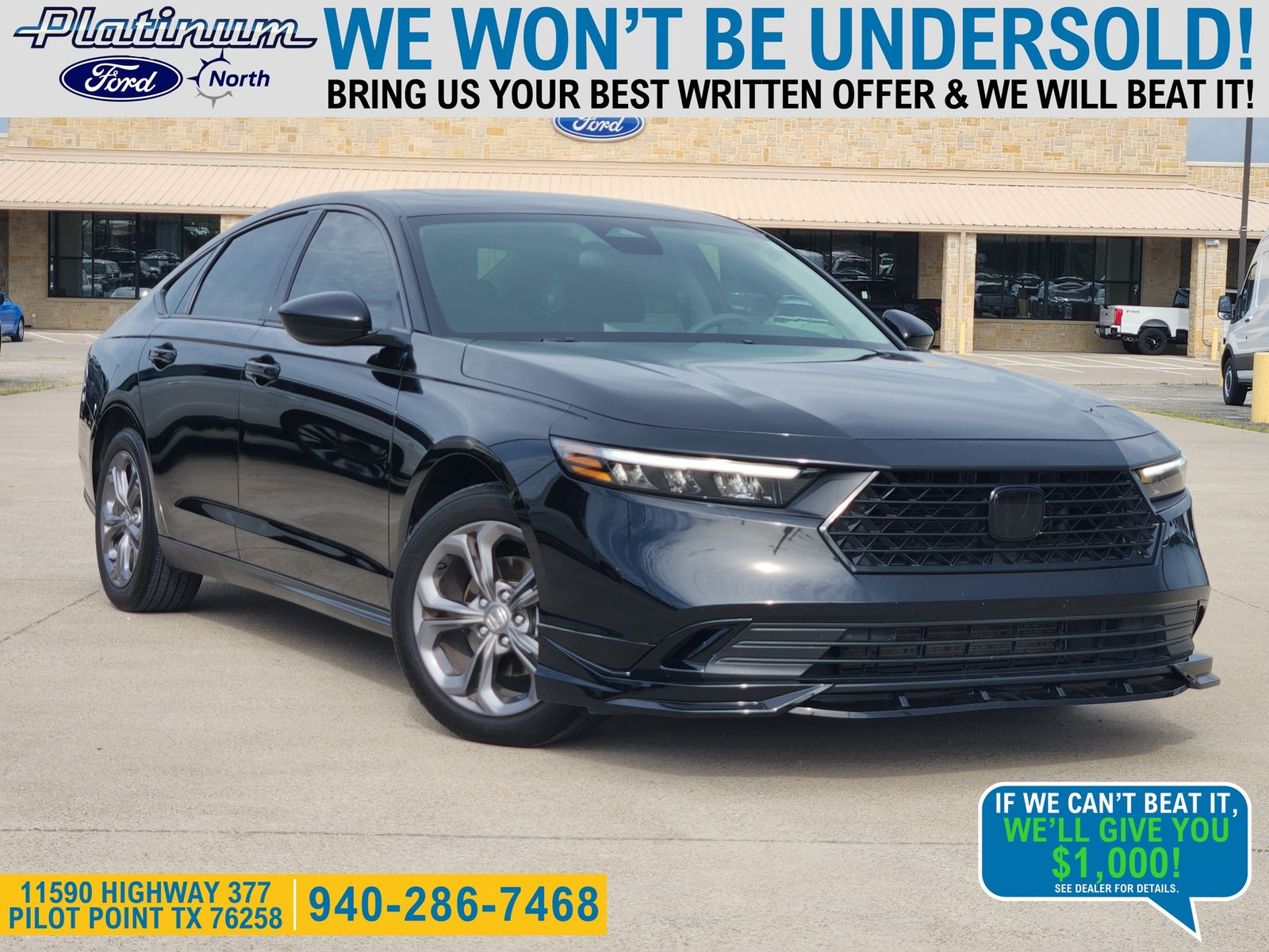 Black 2024 Honda Accord EX FWD Sedan Front-Wheel Drive Continuously Variable Transmission